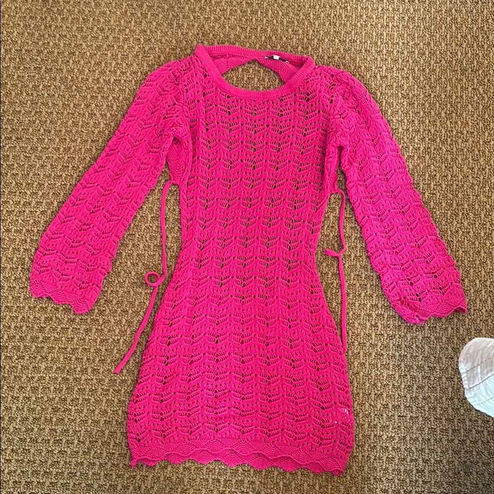Pink Crochet Beach Dress
